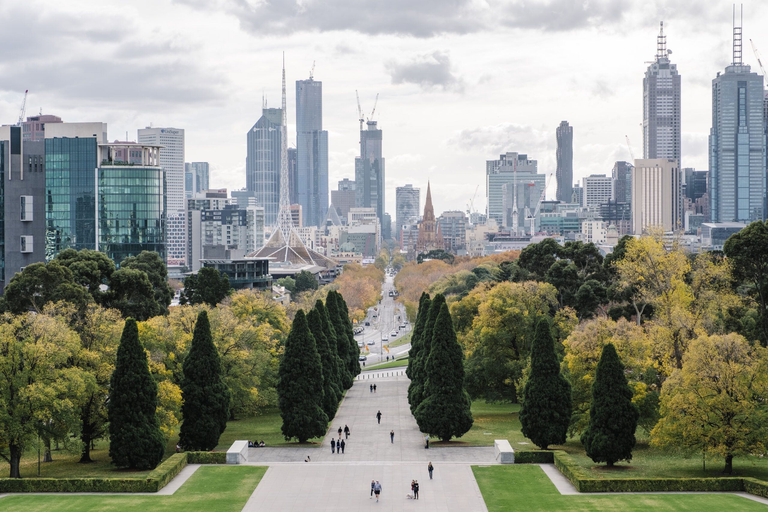 big city and park in Melbourne